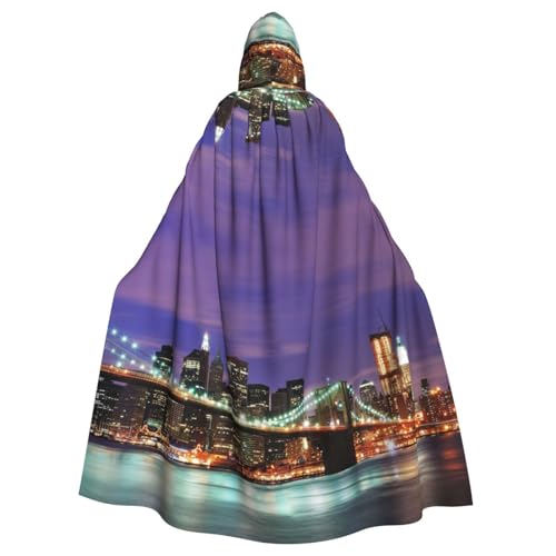 WSHFFILO New York Night bedruckter Kapuzenumhang für Erwachsene, Poncho mit Kapuze, Party-Dekoration, Umhang von WSHFFILO