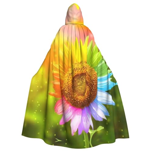 WSHFFILO Umhang mit buntem Sonnenblumen-Aufdruck, Kapuzenponcho für Erwachsene, Party-Dekoration, Umhang von WSHFFILO