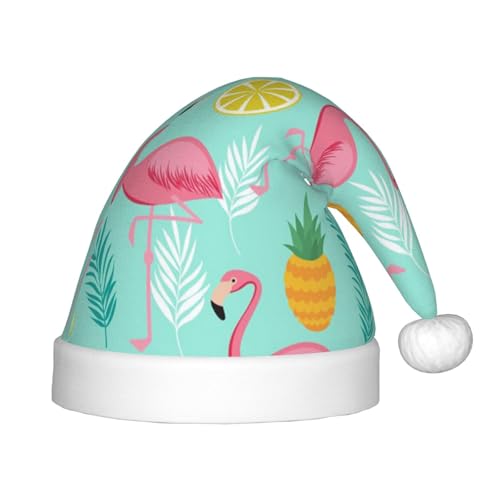 WSHFFILO Weihnachtsmütze mit Flamingo-Motiv, Weihnachtsmannmütze, Weihnachtsmannmütze, Weihnachtsmannmütze von WSHFFILO