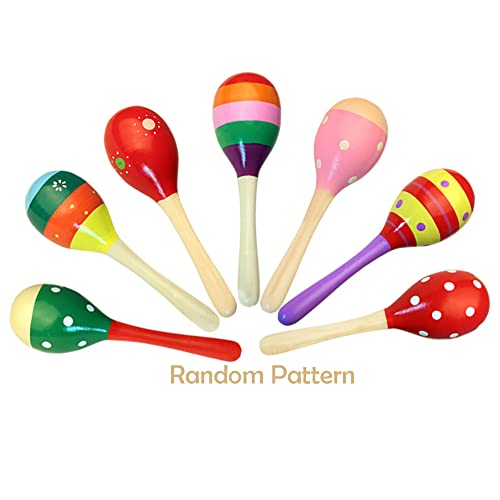 WSNDM 1 Paar Rasseln aus Holz, Rasseln Percussion Musical Zubehör, Maracas Eierschale Shaker Sand Hammer, Musik Instrument für Babys, für Kinder, Partys und Schulen (Zufällige Farbe) von WSNDM