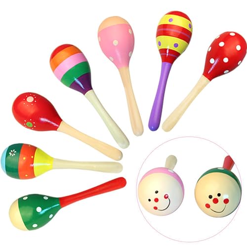 WSNDM 1 Paar Rasseln aus Holz, Rasseln Percussion Musical Zubehör, Maracas Eierschale Shaker Sand Hammer, Musik Instrument für Babys, für Kinder, Partys und Schulen (Zufällige Farbe) von WSNDM