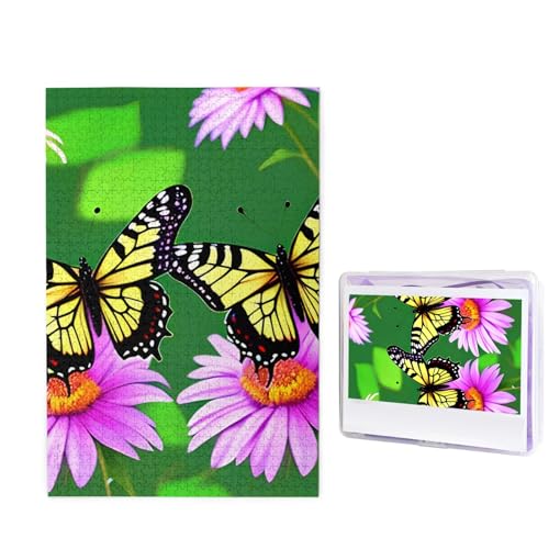 1000 Teile Puzzle für Erwachsene, Blume und Schmetterling, Fotopuzzle, personalisiertes Bild, Puzzle, Holzpuzzle, herausforderndes Puzzle, Geschenke für Heimdekoration, Wandkunst, 74,9 x 50 cm von WSOIHFEC