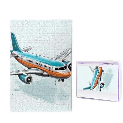 1000 Teile Puzzle für Erwachsene, Cartoon-Flugzeug, Fotopuzzle, personalisiertes Bild, Puzzle, Holzpuzzle, herausforderndes Puzzle, Geschenke für Heimdekoration, Wandkunst, 74,9 x 50 cm von WSOIHFEC