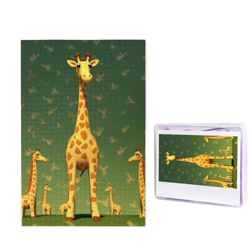 1000 Teile Puzzle für Erwachsene, Cartoon-Giraffe, Fotopuzzle, personalisiertes Bild, Puzzle, Holzpuzzle, herausforderndes Puzzle, Geschenke für Heimdekoration, Wandkunst, 74,9 x 50 cm von WSOIHFEC