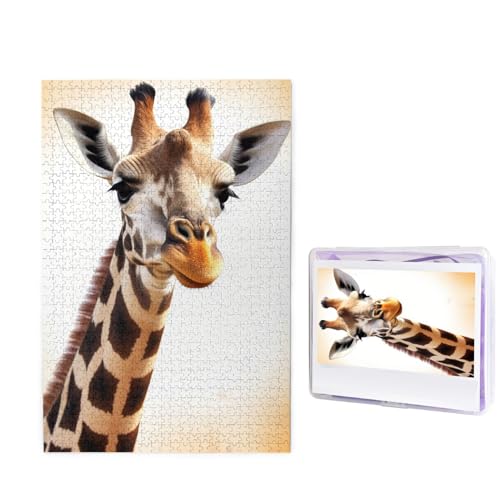 1000 Teile Puzzle für Erwachsene, niedliche Giraffe, Fotopuzzle, personalisiertes Bild, Puzzle, Holzpuzzle, herausforderndes Puzzle, Geschenke für Heimdekoration, Wandkunst, 74,9 x 50 cm von WSOIHFEC