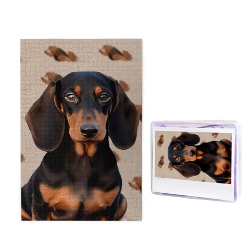 1000-teiliges Puzzle für Erwachsene, Dackel-Hund, Fotopuzzle, personalisiertes Bild, Puzzle, Holzpuzzle, anspruchsvolles Puzzle, Geschenke für Heimdekoration, Wandkunst, 74,9 x 50 cm von WSOIHFEC