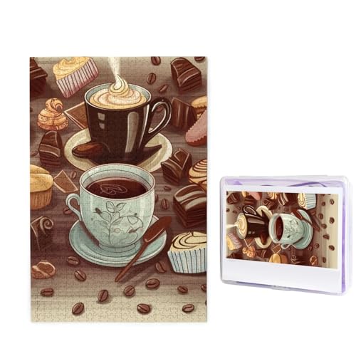 1000-teiliges Puzzle für Erwachsene, Kaffee und Süßigkeiten, Zucker, Schokolade, Fotopuzzle, personalisiertes Bild, Puzzle, Holzpuzzle, anspruchsvolles Puzzle, Geschenke für Heimdekoration, Wandkunst, von WSOIHFEC