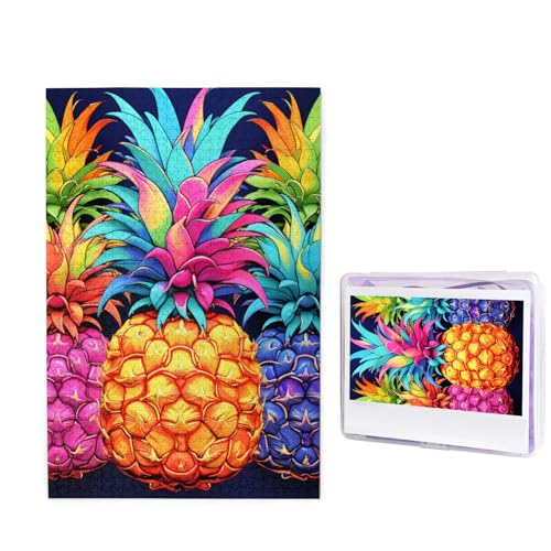 1000-teiliges Puzzle für Erwachsene, buntes Ananas-Fotopuzzle, personalisiertes Bild, Puzzle, Holzpuzzle, herausforderndes Puzzle, Geschenke für Heimdekoration, Wandkunst, 74,9 x 50 cm von WSOIHFEC