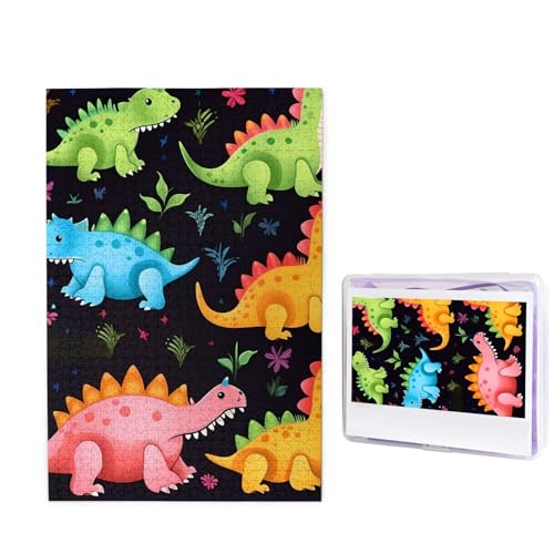 1000-teiliges Puzzle für Erwachsene, buntes niedliches Tier-Dinosaurier-Fotopuzzle, personalisiertes Bild, Puzzle, Holzpuzzle, herausforderndes Puzzle, Geschenke für Heimdekoration, Wandkunst, 74,9 x von WSOIHFEC