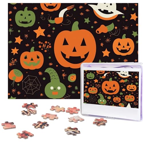 500 Teile Puzzle Happy Halloween Puzzles Holzpuzzles Personalisiertes Fotopuzzle für Erwachsene Freunde Bilderpuzzle Geschenke für Hochzeit Geburtstag Valentinstag Home Decor von WSOIHFEC