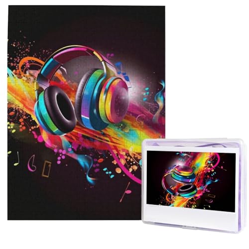 500-teiliges Puzzle für Erwachsene, buntes Musik-Fotopuzzle, personalisiertes Bild, Puzzle, Holzpuzzle, herausforderndes Puzzle, Geschenke für Heimdekoration, Wandkunst, 51,8 x 38,1 cm von WSOIHFEC