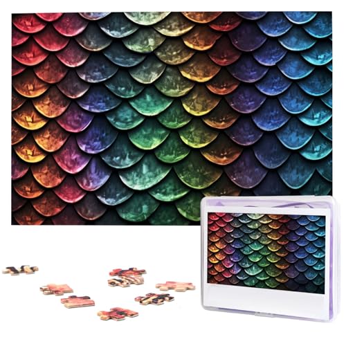 Dragon Scale Puzzles 1000 Teile Holzpuzzle Personalisiertes Fotopuzzle für Erwachsene Freunde Bilderpuzzle Geschenke für Hochzeit Geburtstag Valentinstag Heimdekoration von WSOIHFEC