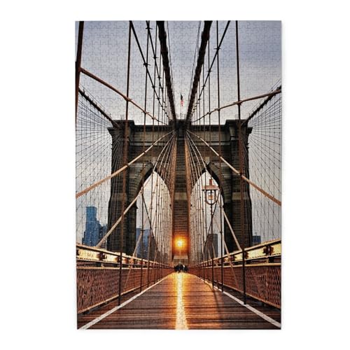 Foto von Brooklyn Bridge Puzzles 1000 Teile Holzpuzzle Personalisiertes Fotopuzzle für Erwachsene Freunde Bilderpuzzle Geschenke für Hochzeit Geburtstag Valentinstag Heimdekoration von WSOIHFEC