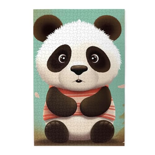 Lovely Panda Puzzles 1000 Teile Holzpuzzle Personalisiertes Fotopuzzle für Erwachsene Freunde Bilderpuzzle Geschenke für Hochzeit Geburtstag Valentinstag Heimdekoration von WSOIHFEC