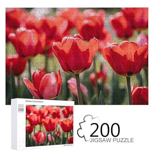 Puzzles 200 Teile Blooming in The Fields Jigsaw Puzzles Personalisiertes Bilderpuzzle Fotopuzzle Holzpuzzle für Erwachsene Klassisches Puzzle für Familie Hochzeit Geburtstag Valentinstag Geschenke von WSOIHFEC