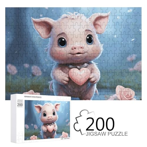 Puzzles 200 Teile Cartoon Halten Ein Herz Puzzle Personalisiertes Bild Puzzle Fotopuzzle Holzpuzzle für Erwachsene Klassisches Puzzle für Familie Hochzeit Geburtstag Valentinstag Geschenke von WSOIHFEC