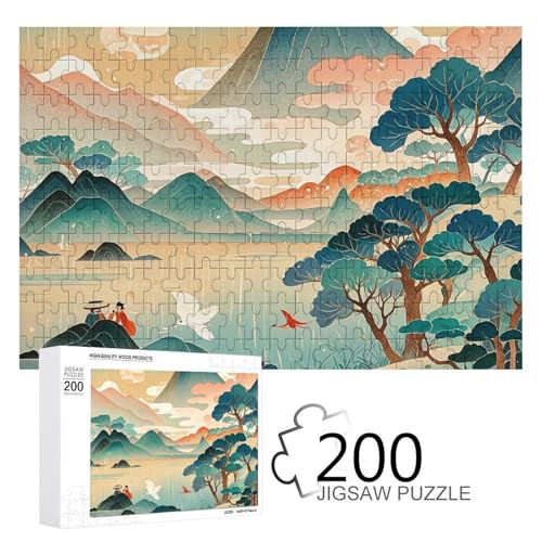 Puzzles 200 Teile Chinesische Illustration Puzzle Personalisiertes Bilderpuzzle Fotopuzzle Holzpuzzle für Erwachsene Klassisches Puzzle für Familie Hochzeit Geburtstag Valentinstag Geschenke von WSOIHFEC