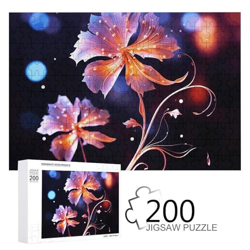 Puzzles 200 Teile Coole Dekorative Blumen Puzzle Personalisierte Bilderpuzzle Fotopuzzle Holzpuzzle für Erwachsene Klassisches Puzzle für Familie Hochzeit Geburtstag Valentinstag Geschenke von WSOIHFEC