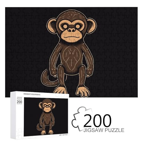 Puzzles 200 Teile Dunkelbraun Affe Puzzle Personalisiertes Bilderpuzzle Fotopuzzle Holzpuzzle für Erwachsene Klassisches Puzzle für Familie Hochzeit Geburtstag Valentinstag Geschenke von WSOIHFEC