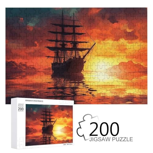 Puzzles 200 Teile Ein Segelboot auf dem Wasser Puzzles Personalisiertes Bilderpuzzle Fotopuzzle Holzpuzzle für Erwachsene Klassisches Puzzle für Familie Hochzeit Geburtstag Valentinstag Geschenke von WSOIHFEC