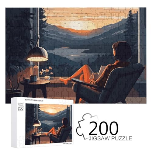 Puzzles 200 Teile Entspannen und Lesen Puzzle Personalisiertes Bilderpuzzle Fotopuzzle Holzpuzzle für Erwachsene Klassisches Puzzle für Familie Hochzeit Geburtstag Valentinstag Geschenke von WSOIHFEC