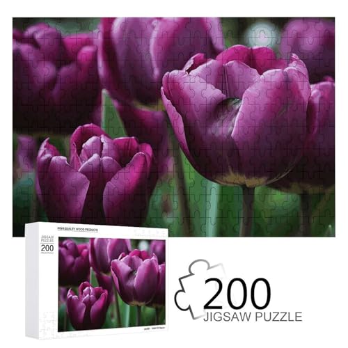 Puzzles 200 Teile Garten Lila Blume Puzzle Personalisiertes Bilderpuzzle Fotopuzzle Holzpuzzle für Erwachsene Klassisches Puzzle für Familie Hochzeit Geburtstag Valentinstag Geschenke von WSOIHFEC