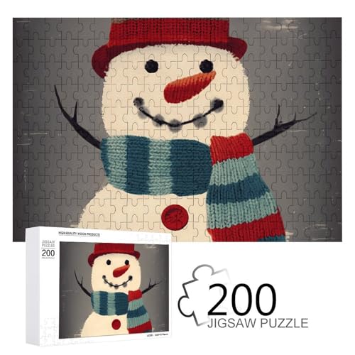 Puzzles 200 Teile Gestricktes Schneemann-Muster Puzzle Personalisiertes Bilderpuzzle Fotopuzzle Holzpuzzle für Erwachsene Klassisches Puzzle für Familie Hochzeit Geburtstag Valentinstag Geschenke von WSOIHFEC