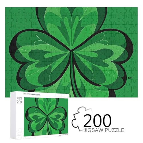 Puzzles 200 Teile Grünes Kleeblatt Puzzle Personalisiertes Bilderpuzzle Fotopuzzle Holzpuzzle für Erwachsene Klassisches Puzzle für Familie Hochzeit Geburtstag Valentinstag Geschenke von WSOIHFEC