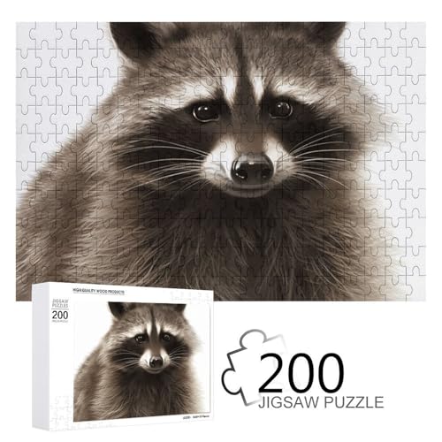 Puzzles 200 Teile Haariger Waschbär Puzzle Personalisiertes Bilderpuzzle Fotopuzzle Holzpuzzle für Erwachsene Klassisches Puzzle für Familie Hochzeit Geburtstag Valentinstag Geschenke von WSOIHFEC