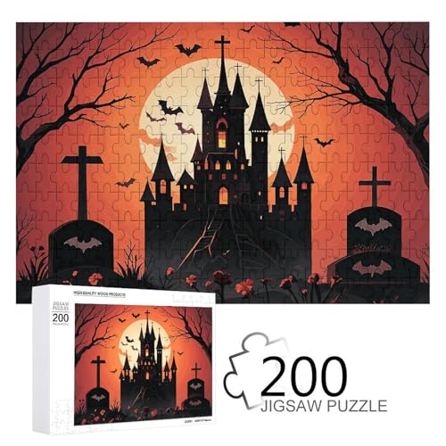 Puzzles 200 Teile Halloween Dekoration Jigsaw Puzzles Personalisiertes Bild Puzzle Fotopuzzle Holzpuzzle für Erwachsene Klassisches Puzzle für Familie Hochzeit Geburtstag Valentinstag Geschenke von WSOIHFEC