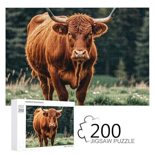 Puzzles 200 Teile Hochlandrinder Puzzle Personalisiertes Bilderpuzzle Fotopuzzle Holzpuzzle für Erwachsene Klassisches Puzzle für Familie Hochzeit Geburtstag Valentinstag Geschenke von WSOIHFEC