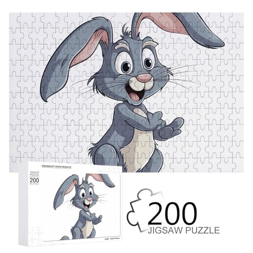 Puzzles 200 Teile Hopping Rabbit Jigsaw Puzzles Personalisiertes Bilderpuzzle Fotopuzzle Holzpuzzle für Erwachsene Klassisches Puzzle für Familie Hochzeit Geburtstag Valentinstag Geschenke von WSOIHFEC