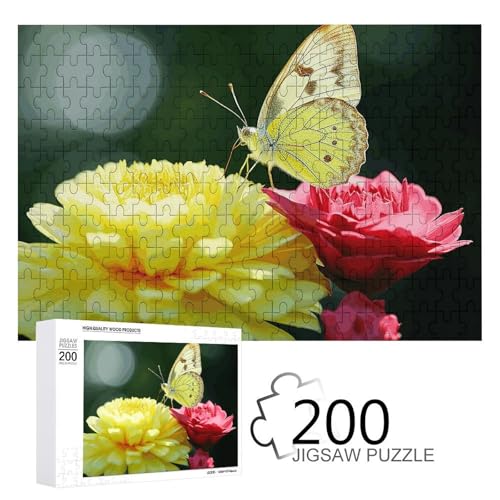 Puzzles 200 Teile Leuchtend Gelbe Blumen Puzzle Personalisiertes Bilderpuzzle Fotopuzzle Holzpuzzle für Erwachsene Klassisches Puzzle für Familie Hochzeit Geburtstag Valentinstag Geschenke von WSOIHFEC