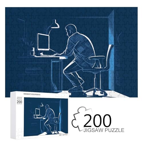 Puzzles 200 Teile Mann Silhouette Puzzle Personalisiertes Bild Puzzle Fotopuzzle Holzpuzzle für Erwachsene Klassisches Puzzle für Familie Hochzeit Geburtstag Valentinstag Geschenke von WSOIHFEC