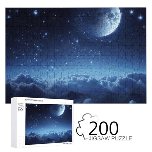 Puzzles 200 Teile Mond Sternenpuzzle Personalisiertes Bilderpuzzle Fotopuzzle Holzpuzzle für Erwachsene Klassisches Puzzle für Familie Hochzeit Geburtstag Valentinstag Geschenke von WSOIHFEC