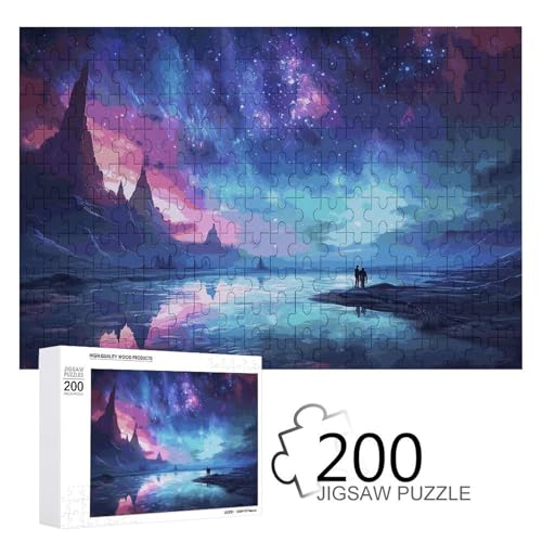 Puzzles 200 Teile Nordlichter Puzzle Personalisiertes Bilderpuzzle Fotopuzzle Holzpuzzle für Erwachsene Klassisches Puzzle für Familie Hochzeit Geburtstag Valentinstag Geschenke von WSOIHFEC