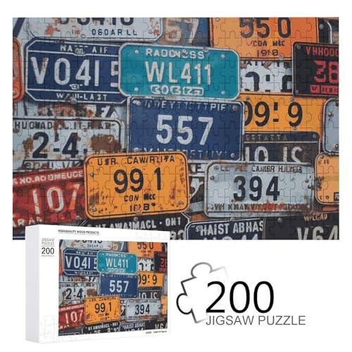 Puzzles 200 Teile Nummernschild-Puzzles Personalisiertes Bilderpuzzle Fotopuzzle Holzpuzzle für Erwachsene Klassisches Puzzle für Familie Hochzeit Geburtstag Valentinstag Geschenke von WSOIHFEC