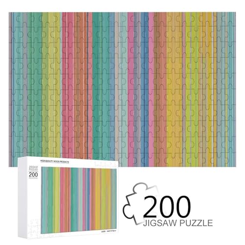 Puzzles 200 Teile Rosa Vertikales Streifenmuster Puzzle Personalisiertes Bilderpuzzle Fotopuzzle Holzpuzzle für Erwachsene Klassisches Puzzle für Familie Hochzeit Geburtstag Valentinstag Geschenke von WSOIHFEC