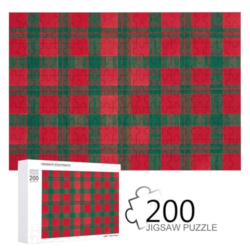 Puzzles 200 Teile Rot Grün Büffel Plaid Puzzle Personalisiertes Bilderpuzzle Fotopuzzle Holzpuzzle für Erwachsene Klassisches Puzzle für Familie Hochzeit Geburtstag Valentinstag Geschenke von WSOIHFEC