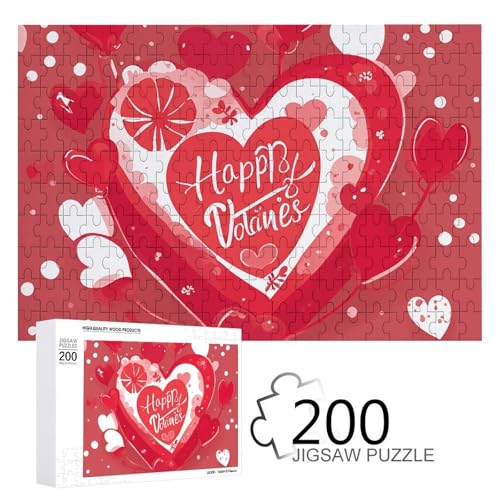 Puzzles 200 Teile Rot Romantische Liebe Herz Puzzle Personalisierte Bilderpuzzle Fotopuzzle Holzpuzzle für Erwachsene Klassisches Puzzle für Familie Hochzeit Geburtstag Valentinstag Geschenke von WSOIHFEC