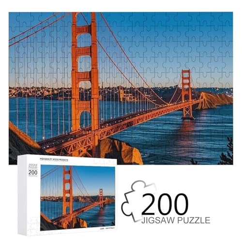 Puzzles 200 Teile San Francisco Bay Bridge Puzzles Personalisiertes Bilderpuzzle Fotopuzzle Holzpuzzle für Erwachsene Klassisches Puzzle für Familie Hochzeit Geburtstag Valentinstag Geschenke von WSOIHFEC