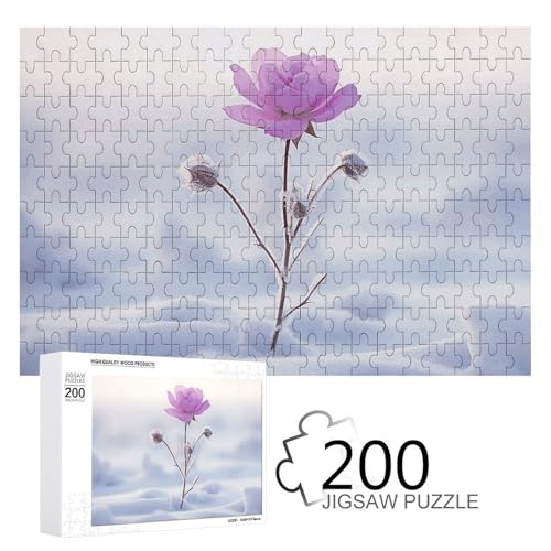 Puzzles 200 Teile Schneetag und Blumen Puzzle Personalisiertes Bilderpuzzle Fotopuzzle Holzpuzzle für Erwachsene Klassisches Puzzle für Familie Hochzeit Geburtstag Valentinstag Geschenke von WSOIHFEC