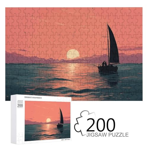 Puzzles 200 Teile Sonnenuntergang Meer Puzzle Personalisiertes Bilderpuzzle Fotopuzzle Holzpuzzle für Erwachsene Klassisches Puzzle für Familie Hochzeit Geburtstag Valentinstag Geschenke von WSOIHFEC