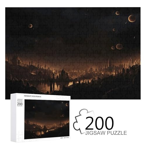 Puzzles 200 Teile Stadt im Dunkeln Puzzle Personalisiertes Bilderpuzzle Fotopuzzle Holzpuzzle für Erwachsene Klassisches Puzzle für Familie Hochzeit Geburtstag Valentinstag Geschenke von WSOIHFEC