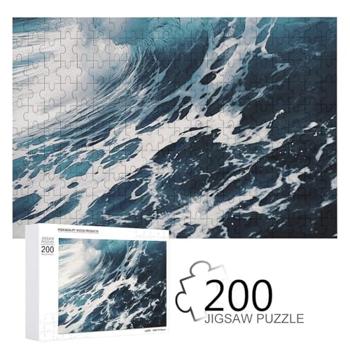 Puzzles 200 Teile Strand Schaum Welle Puzzle Personalisiertes Bild Puzzle Fotopuzzle Holzpuzzle für Erwachsene Klassisches Puzzle für Familie Hochzeit Geburtstag Valentinstag Geschenke von WSOIHFEC