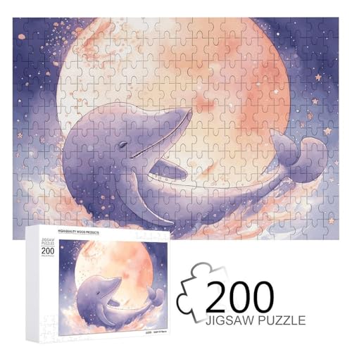 Puzzles 200 Teile Wal auf Wolken Puzzle Personalisiertes Bilderpuzzle Fotopuzzle Holzpuzzle für Erwachsene Klassisches Puzzle für Familie Hochzeit Geburtstag Valentinstag Geschenke von WSOIHFEC