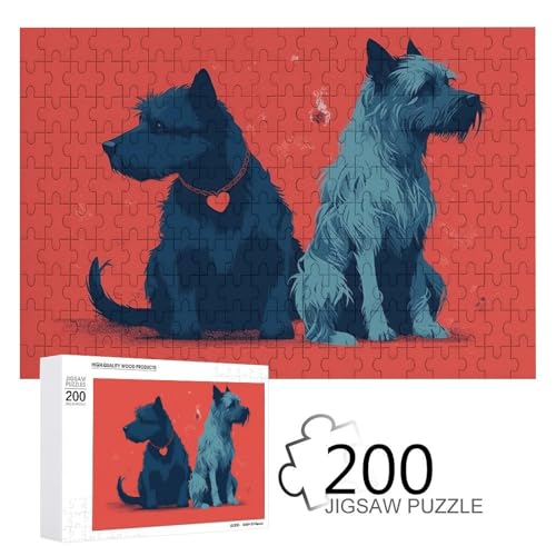 Puzzles 200 Teile Zwei Bourbon Terrier Puzzle Personalisiertes Bilderpuzzle Fotopuzzle Holzpuzzle für Erwachsene Klassisches Puzzle für Familie Hochzeit Geburtstag Valentinstag Geschenke von WSOIHFEC