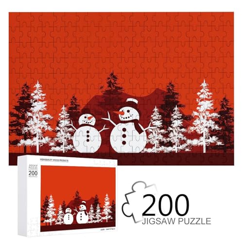 Puzzles 200 Teile Zwei Happy Snowmen Jigsaw Puzzles Personalisiertes Bilderpuzzle Fotopuzzle Holzpuzzle für Erwachsene Klassisches Puzzle für Familie Hochzeit Geburtstag Valentinstag Geschenke von WSOIHFEC