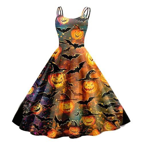 WSYZXXN Hexenkleid Mittelalterliches Kleid Halloween Kleid Prinzessin Gothic Hexenkostüm Damen Kleid Vintage Abendkleid Mittelalter Damen Verkleidung Halloween von WSYZXXN