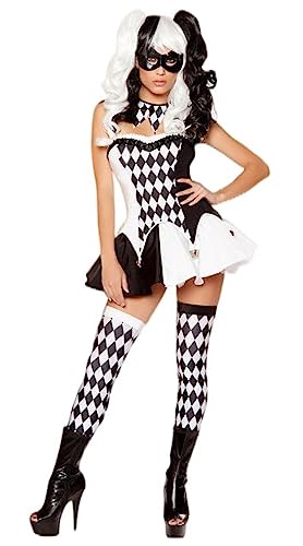 WSZJLN Lustiges Zirkusclown-Kostüm, frecher Harlekin, Kostüm, Uniform, Erwachsene, Halloween, Cosplay-Kleidung für Damen von WSZJLN